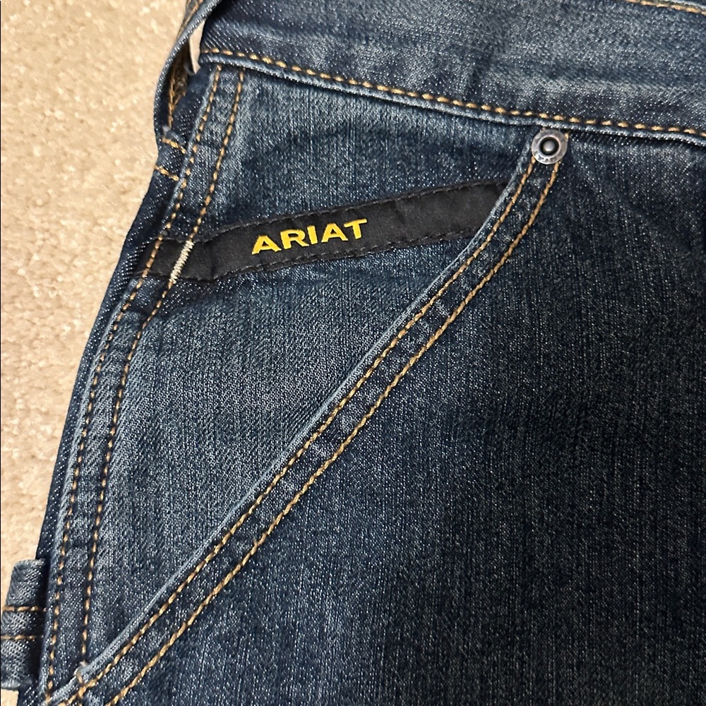 Ariat Rebar M4 Relaxed bootMen's Dark Blue carpenter Jeans size 38x34 - Picture 5 of 11